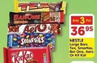 DB Cash And Carry NESTLE Large Bars Tex, Smarties, Bar One, Aero Or Kit Kat offer