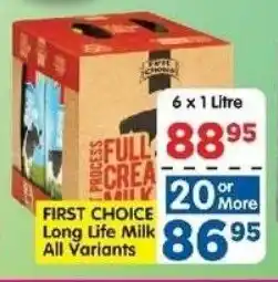 DB Cash And Carry FIRST CHOICE Long Life Milk All Variants offer
