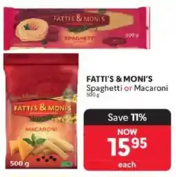 Makro FATTI'S & MONI'S Spaghetti or Macaroni offer