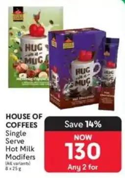 Makro HOUSE OF COFFEES Single Serve Hot Milk Modifers offer