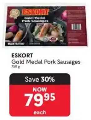 Makro ESKORT Gold Medal Pork Sausages offer