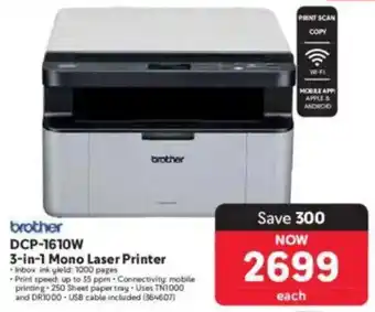 Makro Brother DCP-1610W 3-in-1 Mono Laser Printer offer