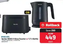 Makro PHILIPS Series 1000 2-Slice Toaster or Kettle offer