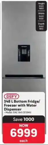 Makro DEFY Bottom Fridge/ Freezer with Water Dispenser offer