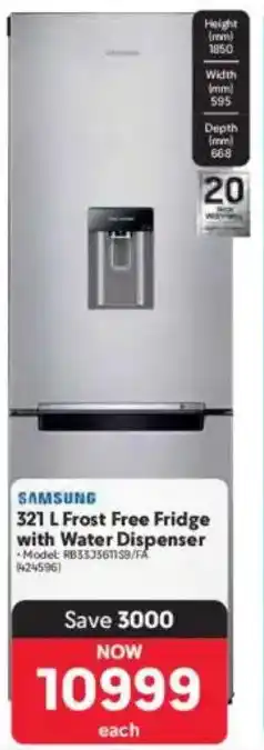 Makro SAMSUNG Frost Free Fridge with Water Dispenser offer