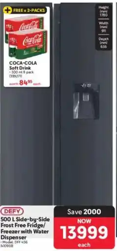 Makro DEFY Side-by-Side Frost Free Fridge/ Freezer with Water Dispenser offer