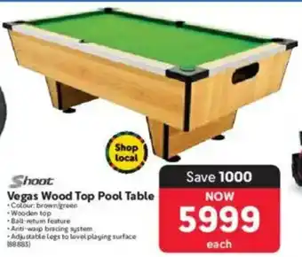 Makro Shoot Vegas Wood Top Pool Table offer