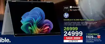 Incredible Connection HP OmniBook X 16 AMD Ryzen 7 AI Laptop offer