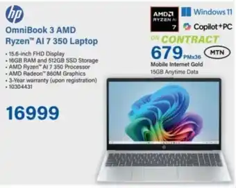 Incredible Connection HP OmniBook 3 AMD Ryzen AI 7 350 Laptop offer