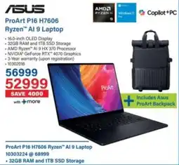 Incredible Connection ASUS ProArt P16 H7606 Ryzen AI 9 Laptop offer