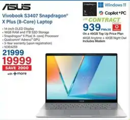 Incredible Connection ASUS Vivobook S3407 Snapdragon X Plus 8-Core Laptop offer