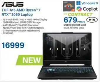Incredible Connection ASUS TUF A15 AMD Ryzen 7 RTX 3050 Laptop offer