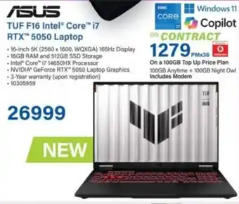 Incredible Connection ASUS TUF F16 Intel Core i7 RTX 5050 Laptop offer