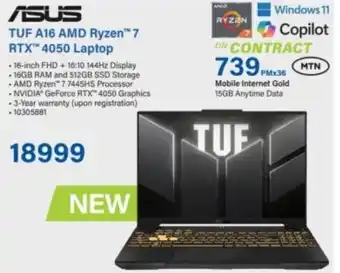 Incredible Connection ASUS TUF A16 AMD Ryzen 7 RTX 4050 Laptop offer