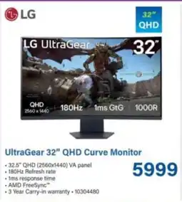 Incredible Connection LG UltraGear 32" QHD Curve Monitor offer