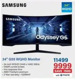 Incredible Connection SAMSUNG 34" G55 WQHD Monitor offer