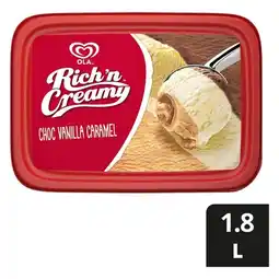 Pick n Pay Liquor Ola Rich n Creamy Chocolate Vanilla & Caramel Flavoured Ice Cream Tub 1.8L offer