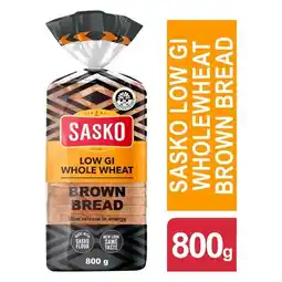 Pick n Pay Liquor Sasko Low Gi Whole Wheat Brown Bread 800g offer