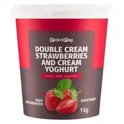 Pick n Pay Liquor PnP Double Cream Strawberries & Cream Yoghurt 1kg offer