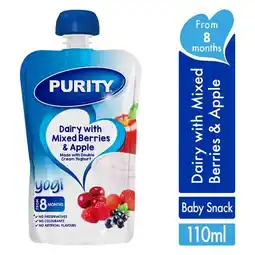 Pick n Pay Liquor Purity Pouch Dairy with Mixed Berries & Apple 110ml from 6 Months offer