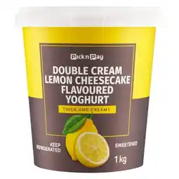 Pick n Pay Liquor PnP Double Cream Lemon Cheesecake Flavoured Yoghurt 1kg offer