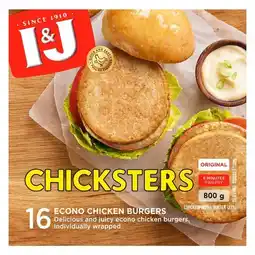 Pick n Pay Liquor I&J Frozen Chicksters Chicken Burger Patties 800g offer