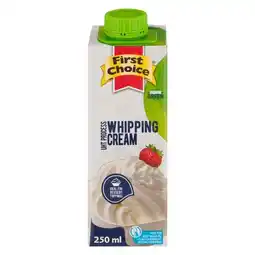 Pick n Pay Liquor First Choice Uht Process Whipped Cream 250ml offer