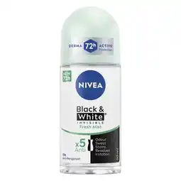 Pick n Pay Liquor Nivea Female Invisible Black & White Fresh Roll On 50ml offer