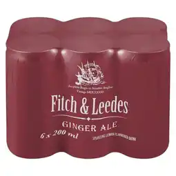 Pick n Pay Liquor Fitch & Leedes Ginger Ale Can 200ml x 6 offer