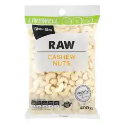 Pick n Pay Liquor PnP Live Well Raw Cashew 400g offer