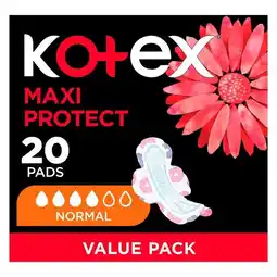 Pick n Pay Liquor Kotex Maxi Protect Normal Pads With Wing 20 Pack offer