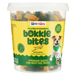 Pick n Pay Liquor PnP Bokkie Bites Springbok Shaped Semi Moist Dog Treats 500g offer