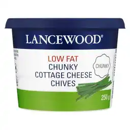 Pick n Pay Liquor Lancewood Low Fat Chunky Cottage Cheese & Chives 250g offer