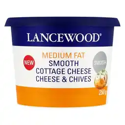 Pick n Pay Liquor Lancewood Medium Fat Smooth Cottage Cheese with Chives 250g offer