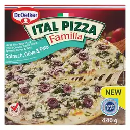 Pick n Pay Liquor Dr. Oetker Ital Pizza Familia Frozen Spinach, Olives & Feta Pizza 440g offer