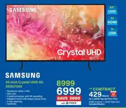 Incredible Connection SAMSUNG 55-inch Crystal UHD 4K-55DU7000 offer