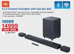 Incredible Connection JBL 5.1.2 Channel Soundbar with Sub Bar 800 offer