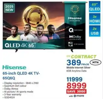 Incredible Connection Hisense 65-inch QLED 4K TV- 65Q6Q offer