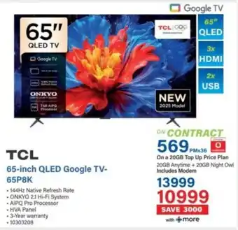 Incredible Connection TCL 65-inch QLED Google TV-65P8K offer