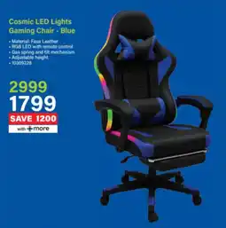 Incredible Connection Cosmic LED Lights Gaming Chair Blue offer