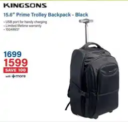Incredible Connection KINGSONS 15.6" Prime Trolley Backpack Black offer