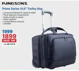 Incredible Connection KINGSONS Prime Series 15.6" Trolley Bag offer