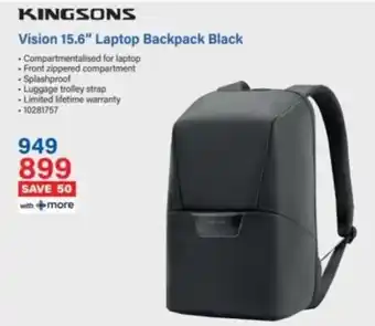 Incredible Connection KINGSONS Vision 15.6" Laptop Backpack Black offer