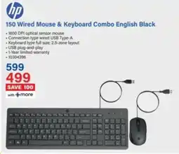 Incredible Connection HP 150 Wired Mouse & Keyboard Combo English Black offer