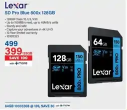 Incredible Connection Lexar SD Pro Blue 800x 128GB offer