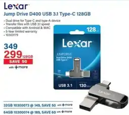 Incredible Connection Lexar Jump Drive D400 USB 3.1 Type-C 128GB offer