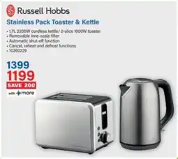 Incredible Connection Russell Hobbs Stainless Pack Toaster & Kettle offer
