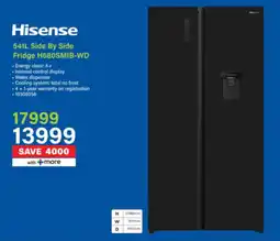 Incredible Connection Hisense Side By Side Fridge H680SMIB-WD offer