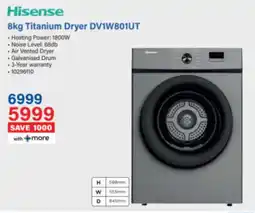 Incredible Connection Hisense Titanium Dryer DV1W801UT offer