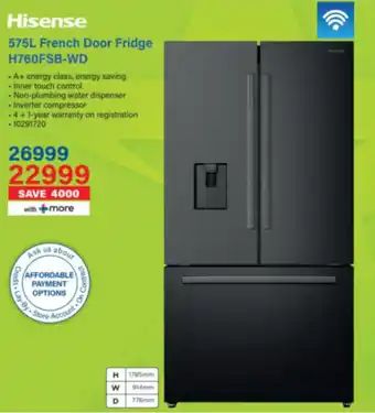 Incredible Connection Hisense French Door Fridge H760FSB-WD offer